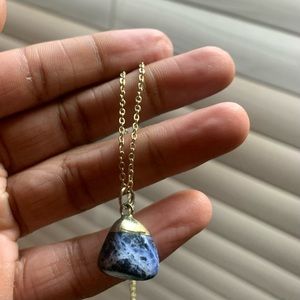 Blue Stone Necklace with gold chain NWOT